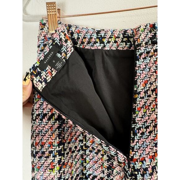 Halogen Colorful Rainbow Tweed Preppy Old Money Demure Midi Pencil Work Skirt 0 - Picture 6 of 8